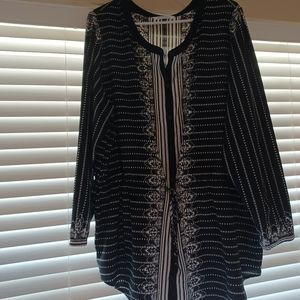 PETER NYGARD Black Tie Waist Blouse 3X GUC